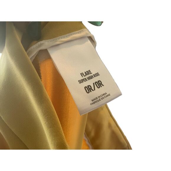 Express Yellow High-Waist Front-Seam Solid Flared Trousers Size Small - Picture 13 of 15